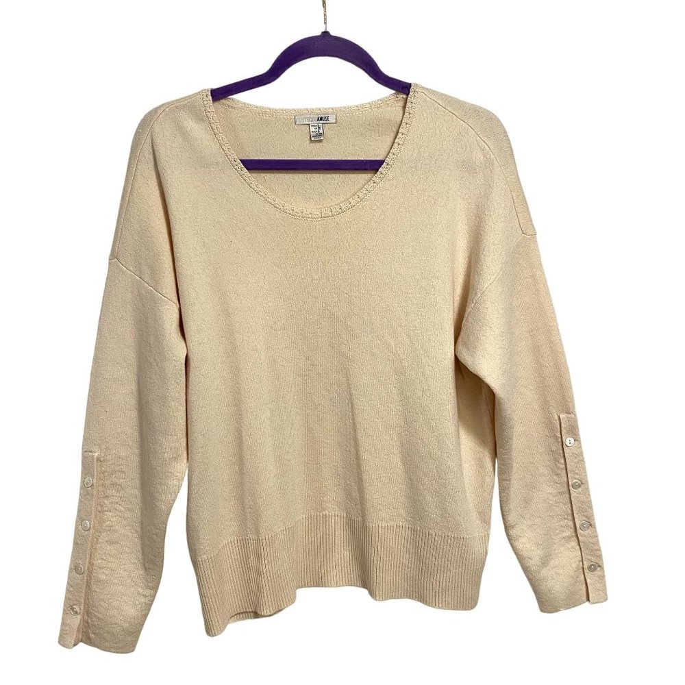 Amuse Society Starshine Long Sleeves Cream Knit Sweater U.S. Size S